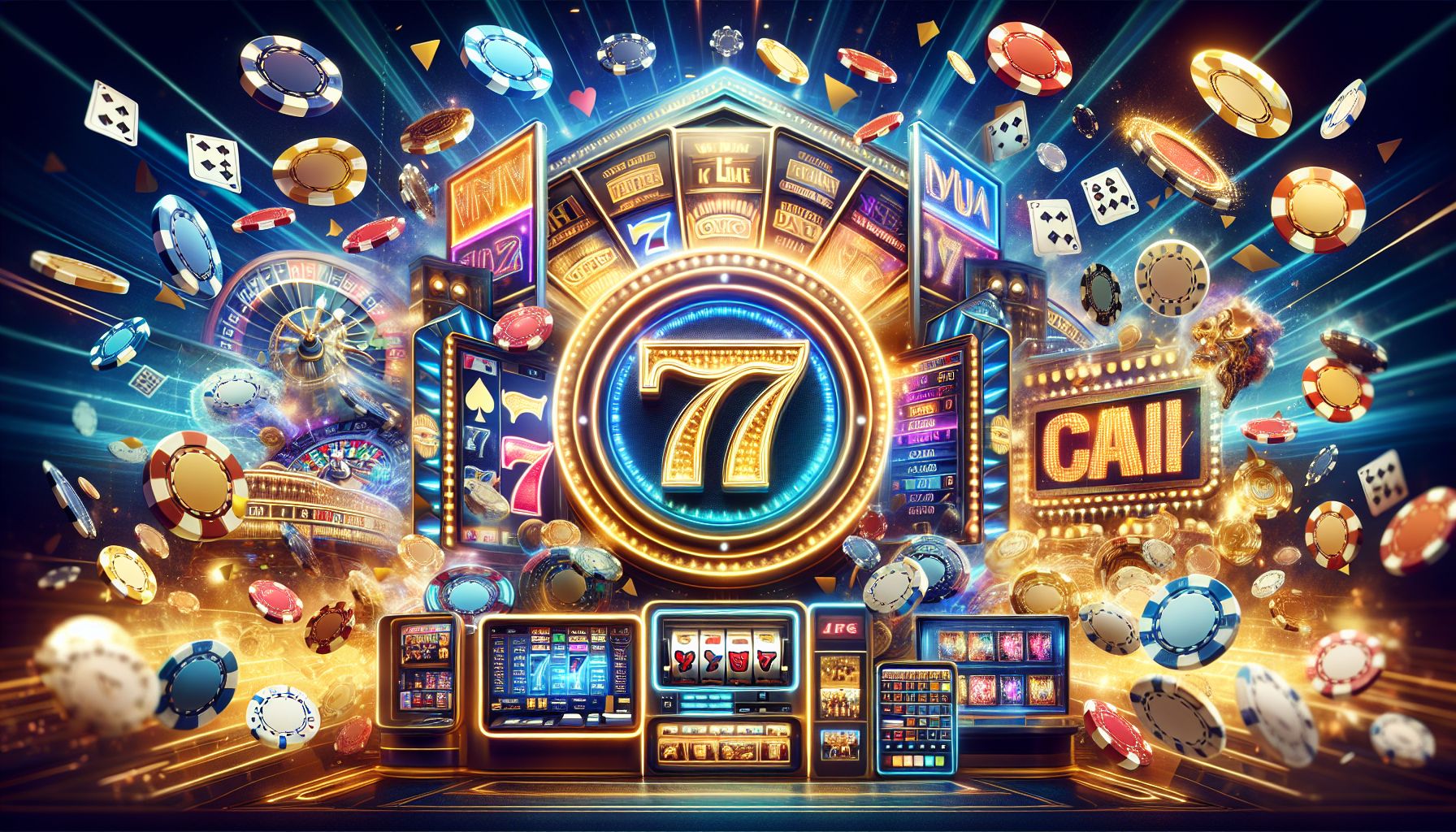 Bright 7U7 casino lobby with live tables, slot icons, and premium visual styling